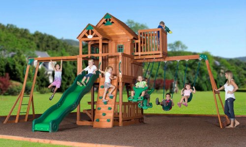 If you have a big backyard, you'd love this all cedar swing set. Your kids will feel like they have their very own park a few feet from the house. Expect all the neighborhood kids to come for a visit every afternoon! :')