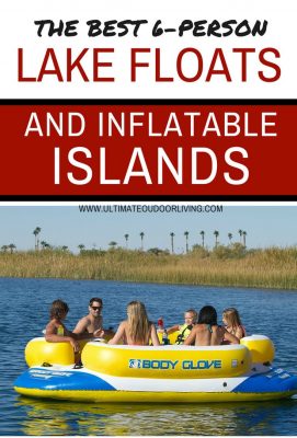 The best 6 person lake floats and inflatable islands with a picture of the yellow lake island raft for 6 people by Body Glove