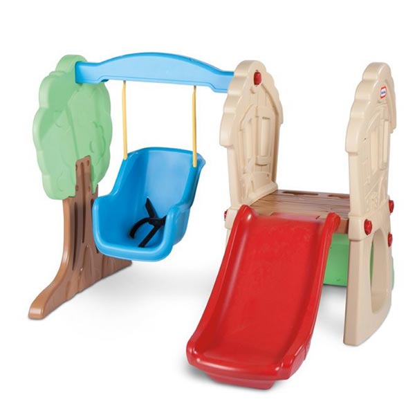 Plastic swing set for toddlers. It's small enough and safe too. Perfect for both indoor and outdoor use. Love the baby swing.