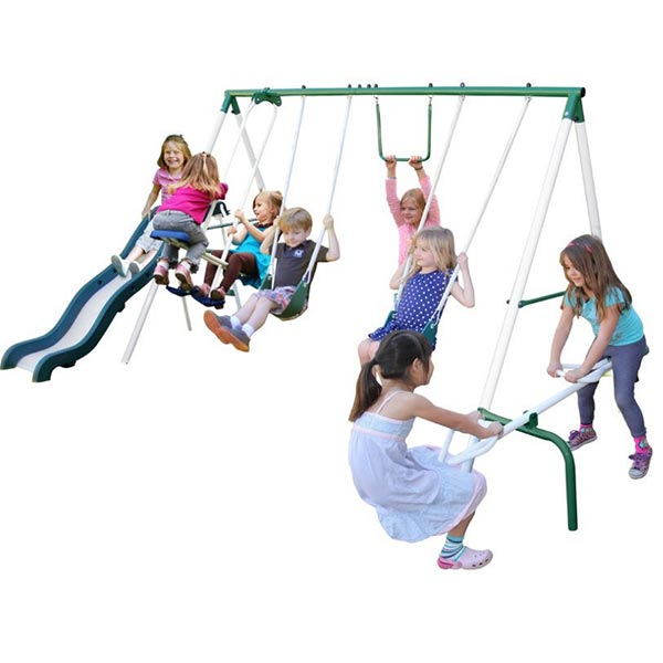 Perfect set for when grandchildren come to visit. this is smaller than many swingsets, so great for toddlers to use. You can add a baby swing if you want.